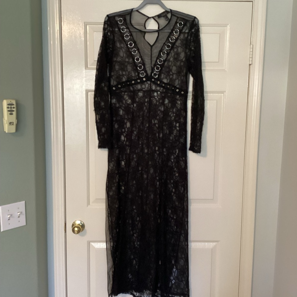 Sheer Lace Black Dress Size Large